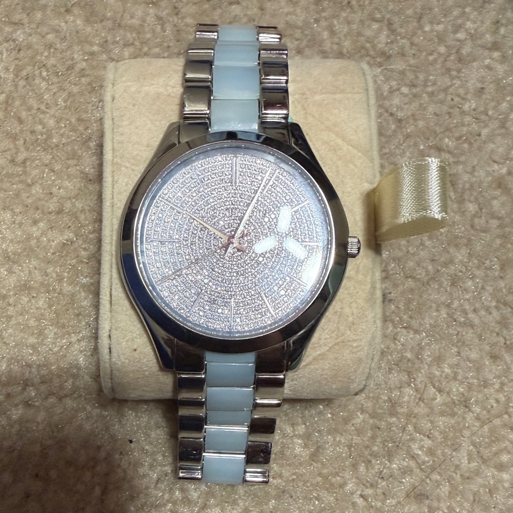 MICHAEL Michael Kors Silver and White Women's Watch
